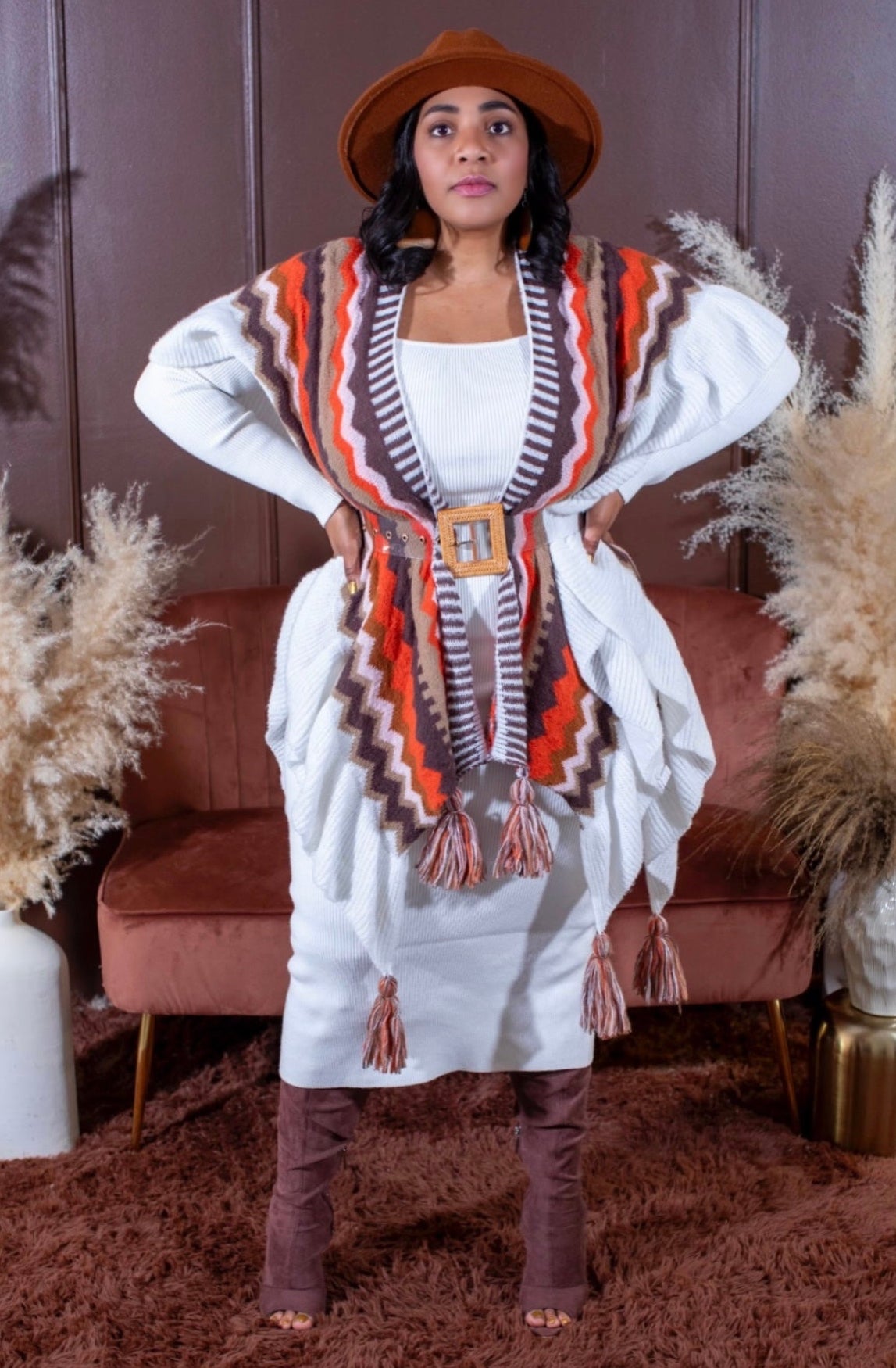 AZTEC CAPE PONCHO-Orange (BOGO50%OFF)