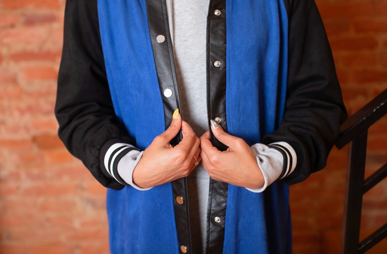 VARSITY BOMBER MAXI-Royal Blue