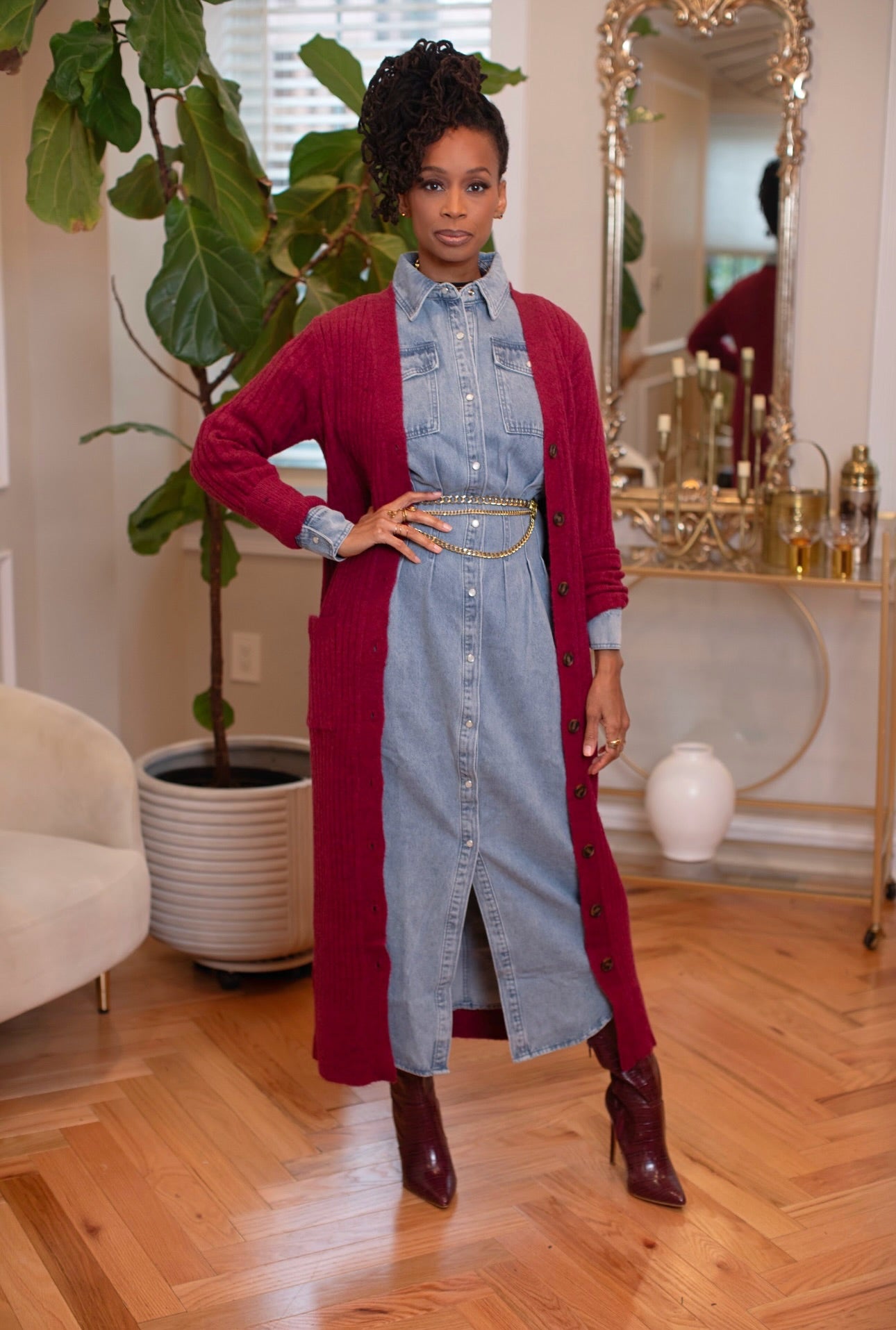 SWEATER MAXI DRESS-Wine