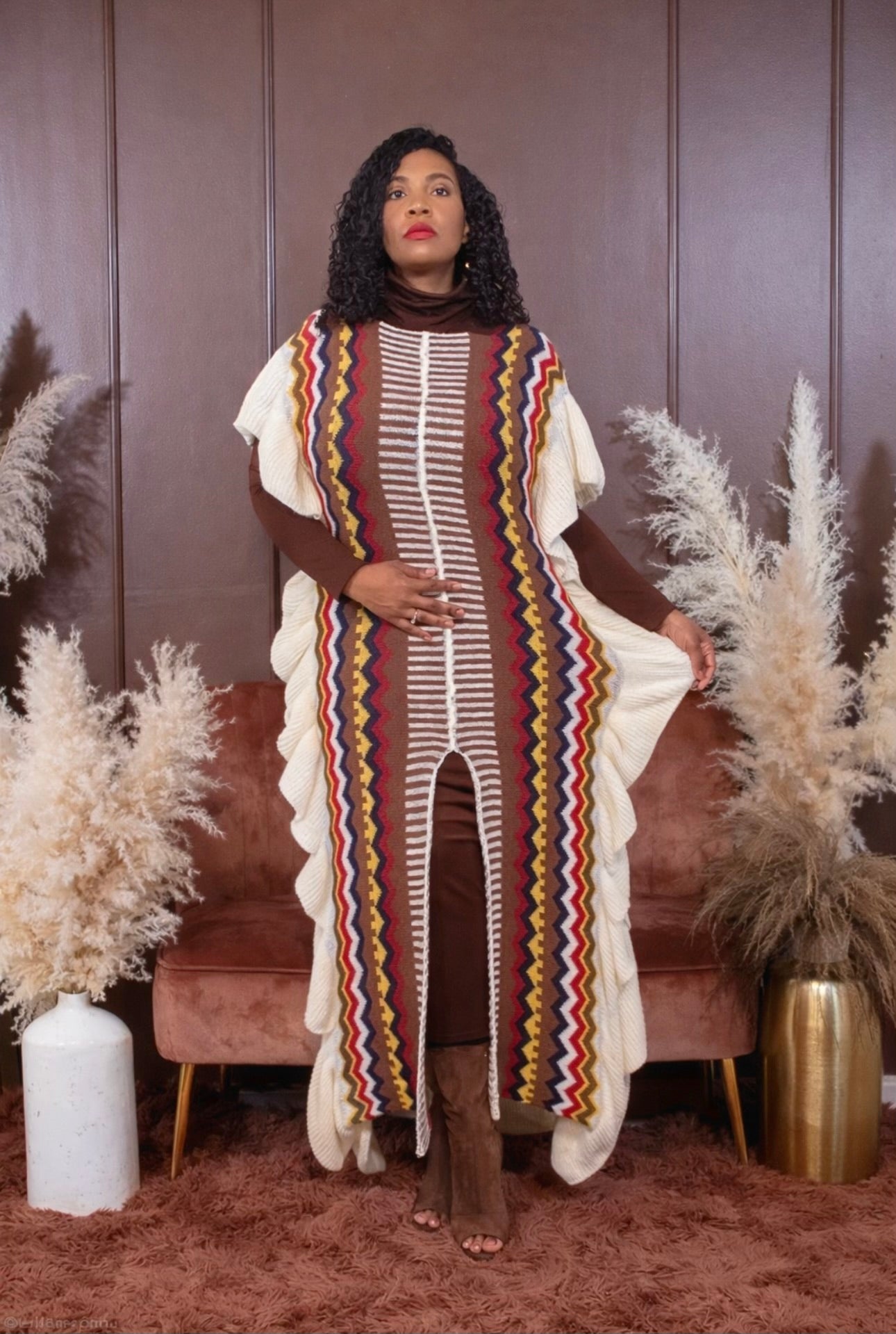 RUFFLE STATEMENT OVERLAY-Burgundy