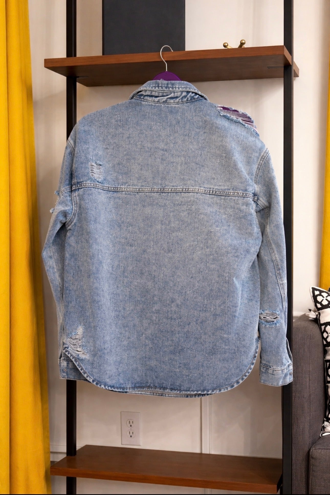 DISTRESSED DENIM SHIRT-JACKET