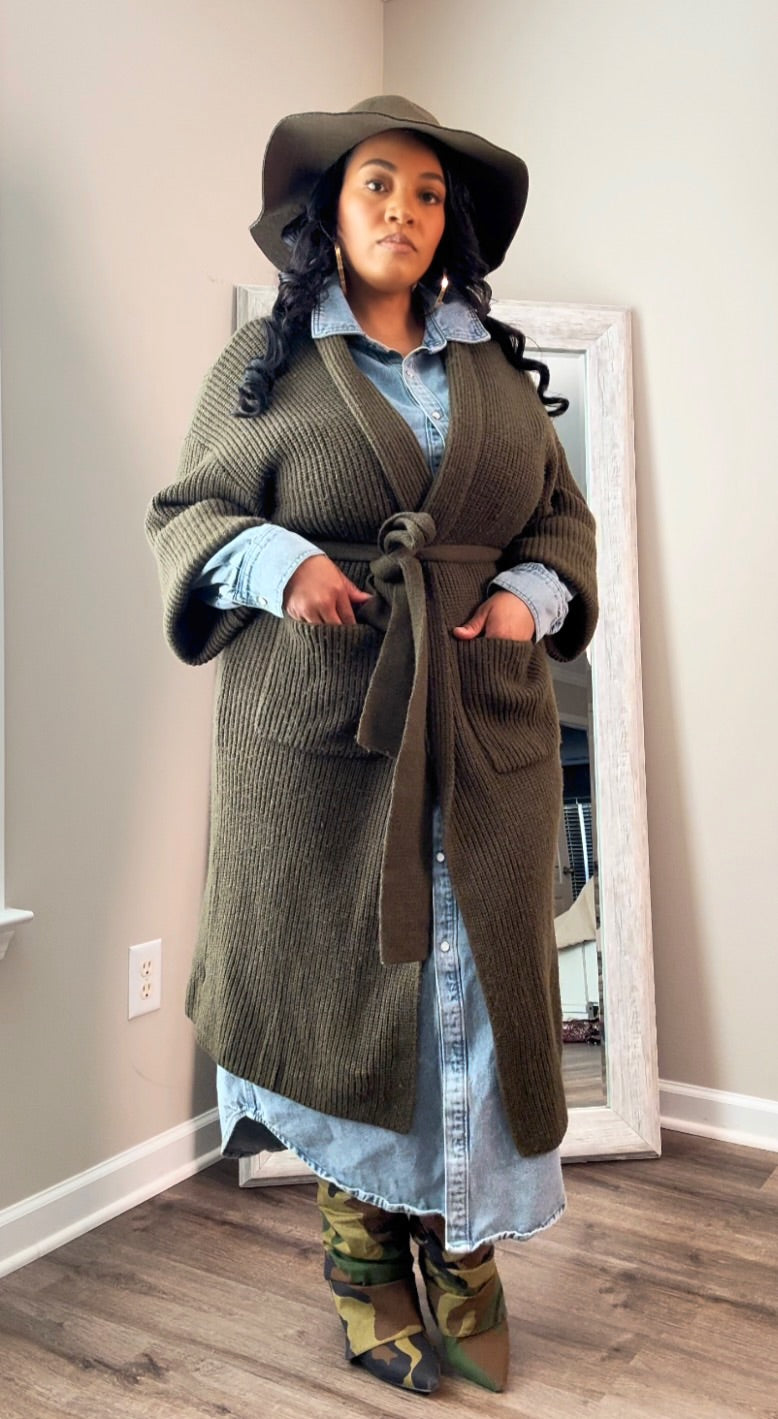 COZY WRAP CARDIGAN-Olive