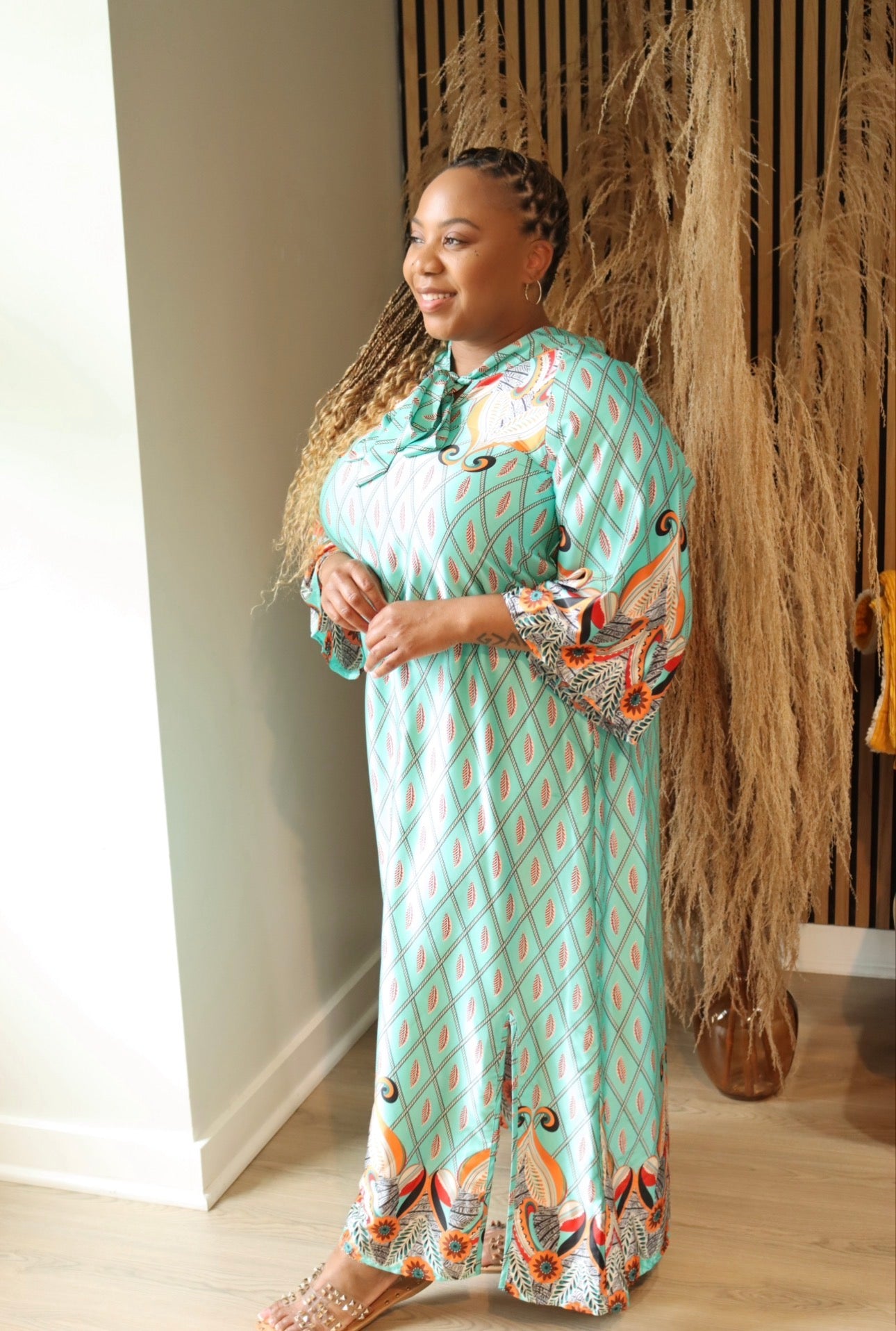 PRINTED LUXE MAXI-Teal
