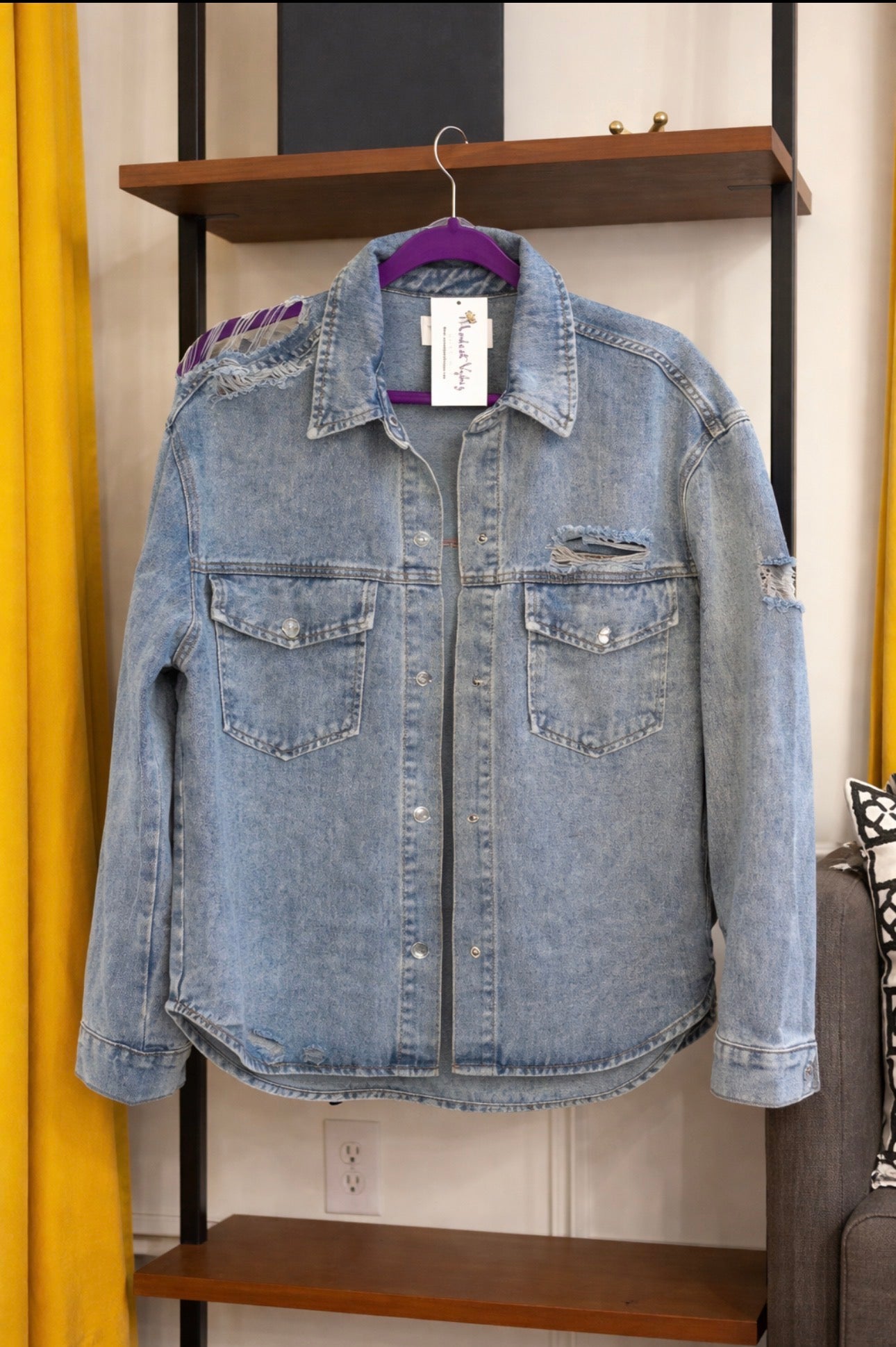 DISTRESSED DENIM SHIRT-JACKET