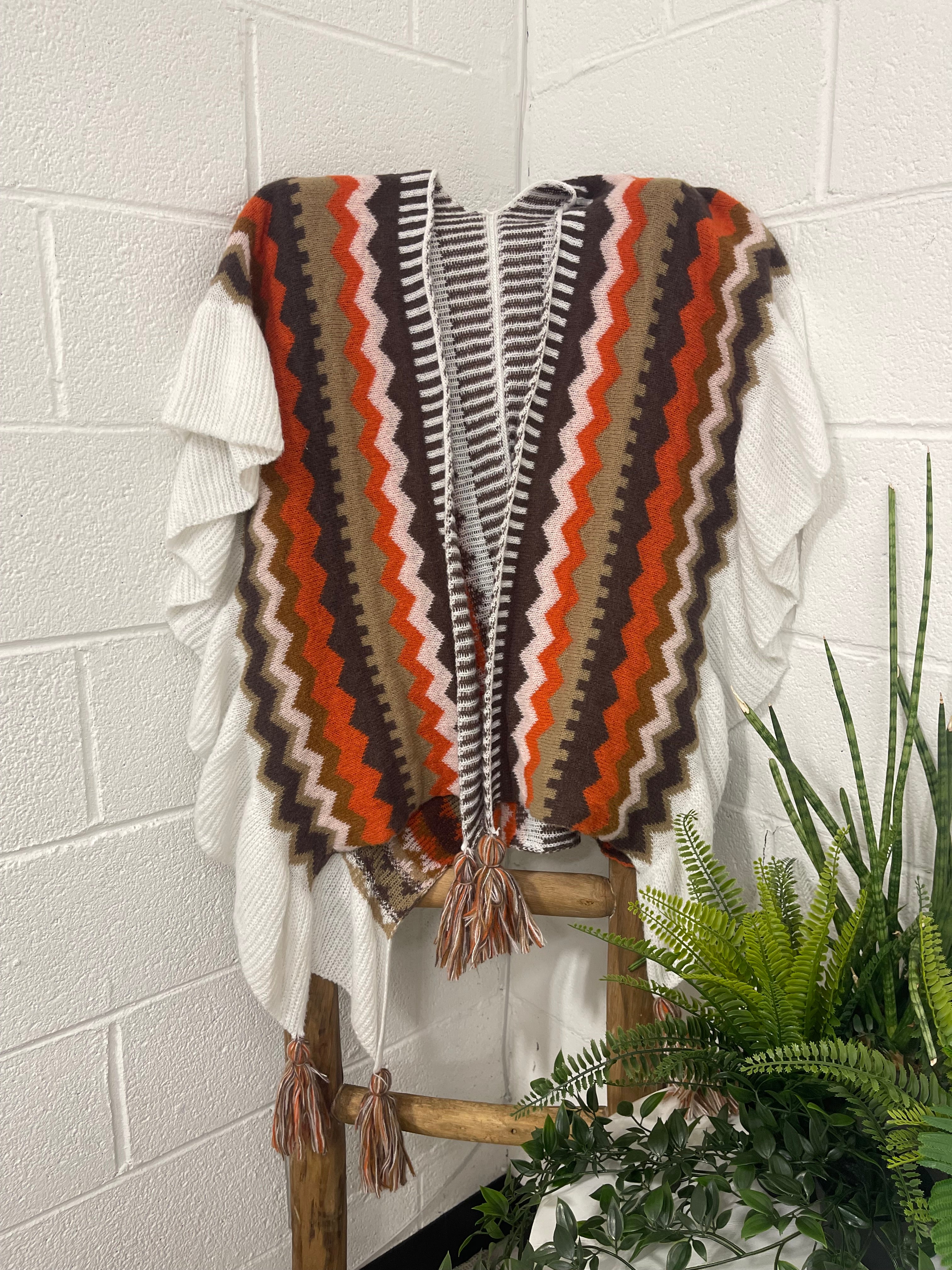 AZTEC CAPE PONCHO-Orange