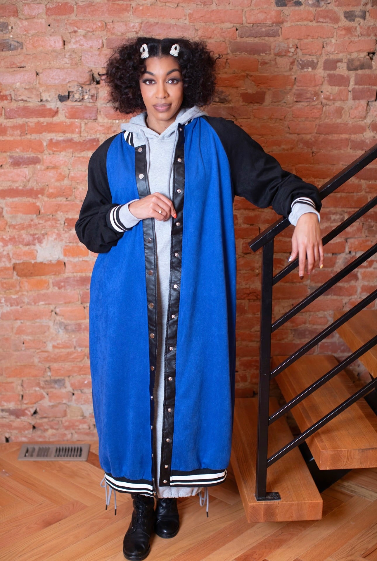 VARSITY BOMBER MAXI-Royal Blue