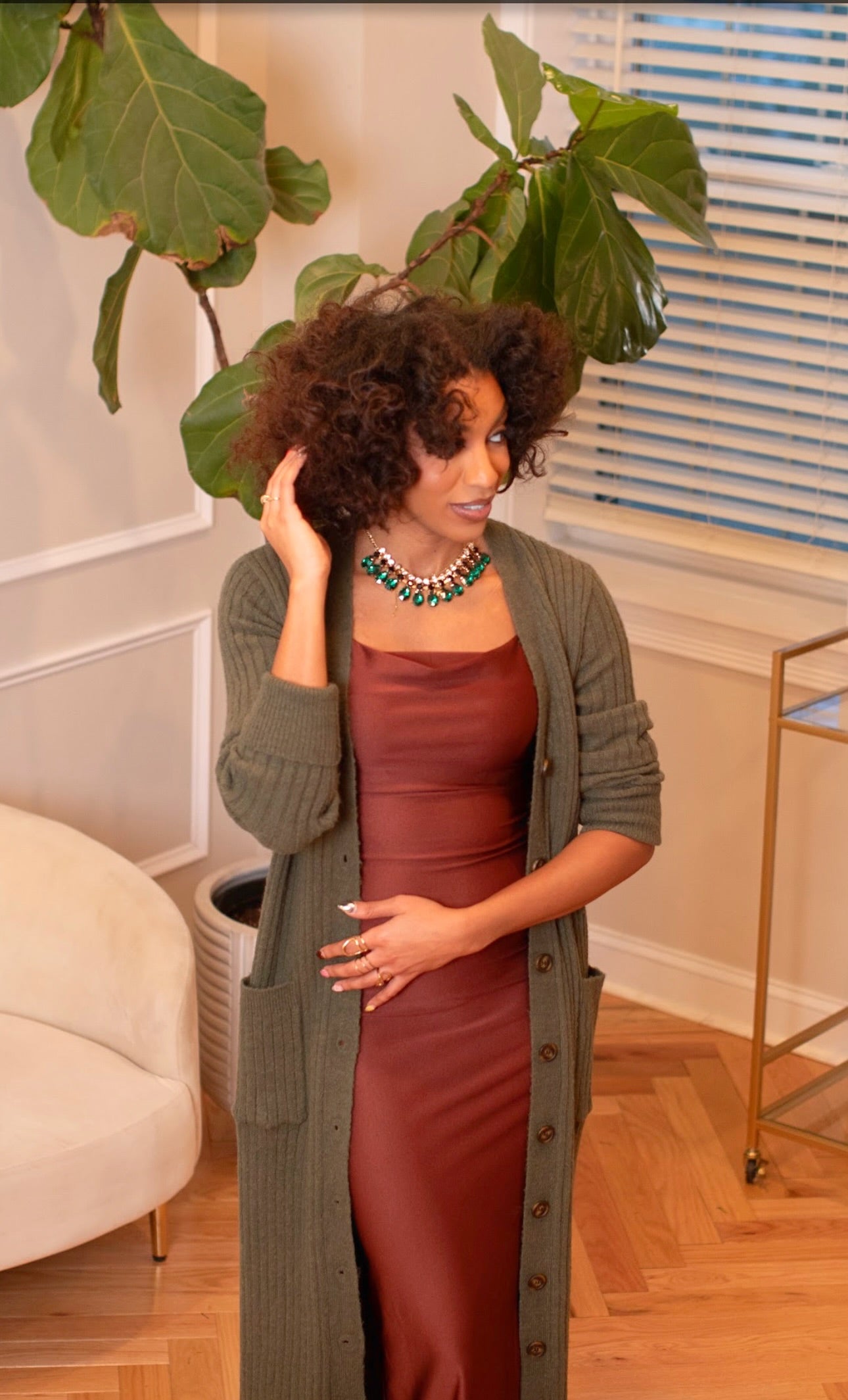 SWEATER MAXI DRESS-Olive