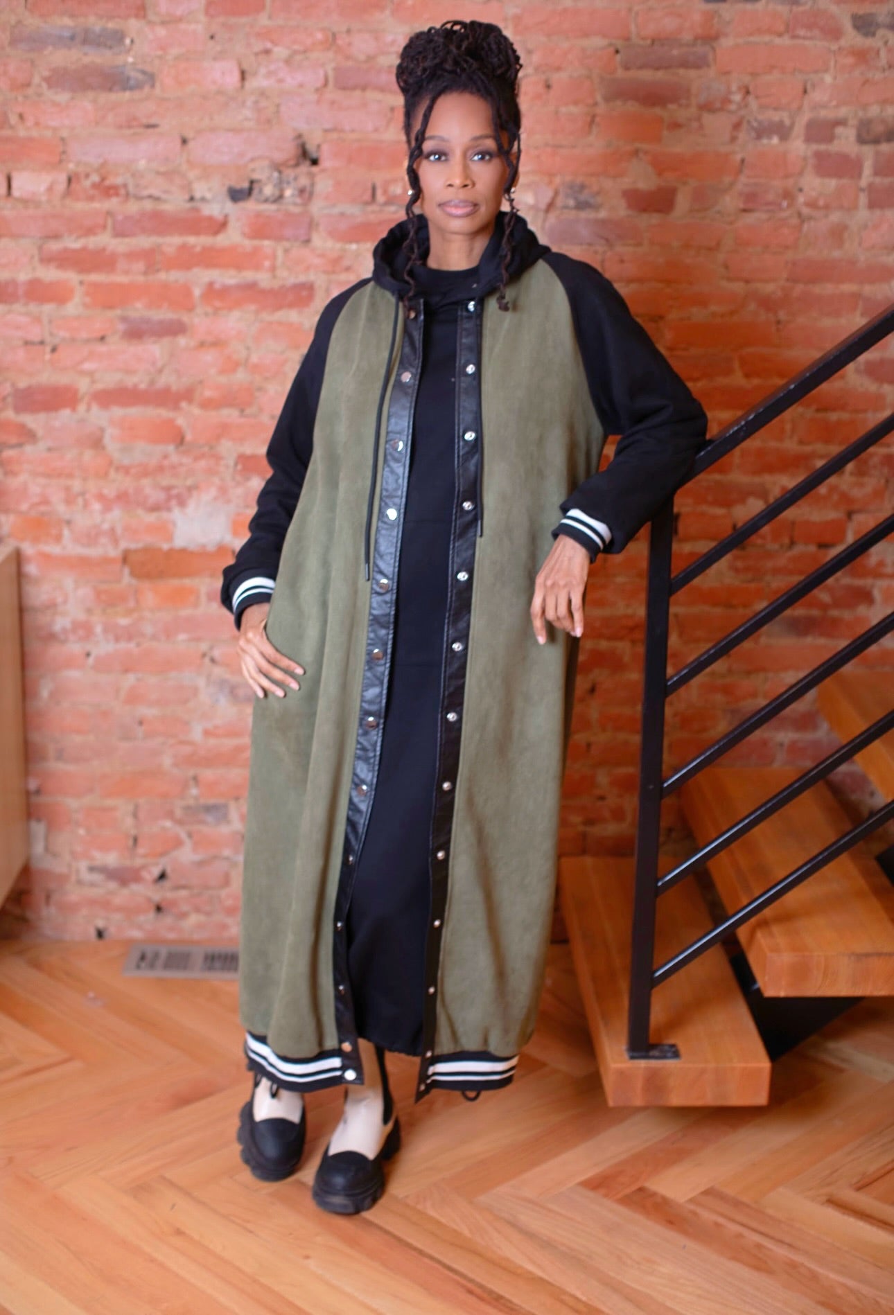VARSITY BOMBER MAXI-Olive