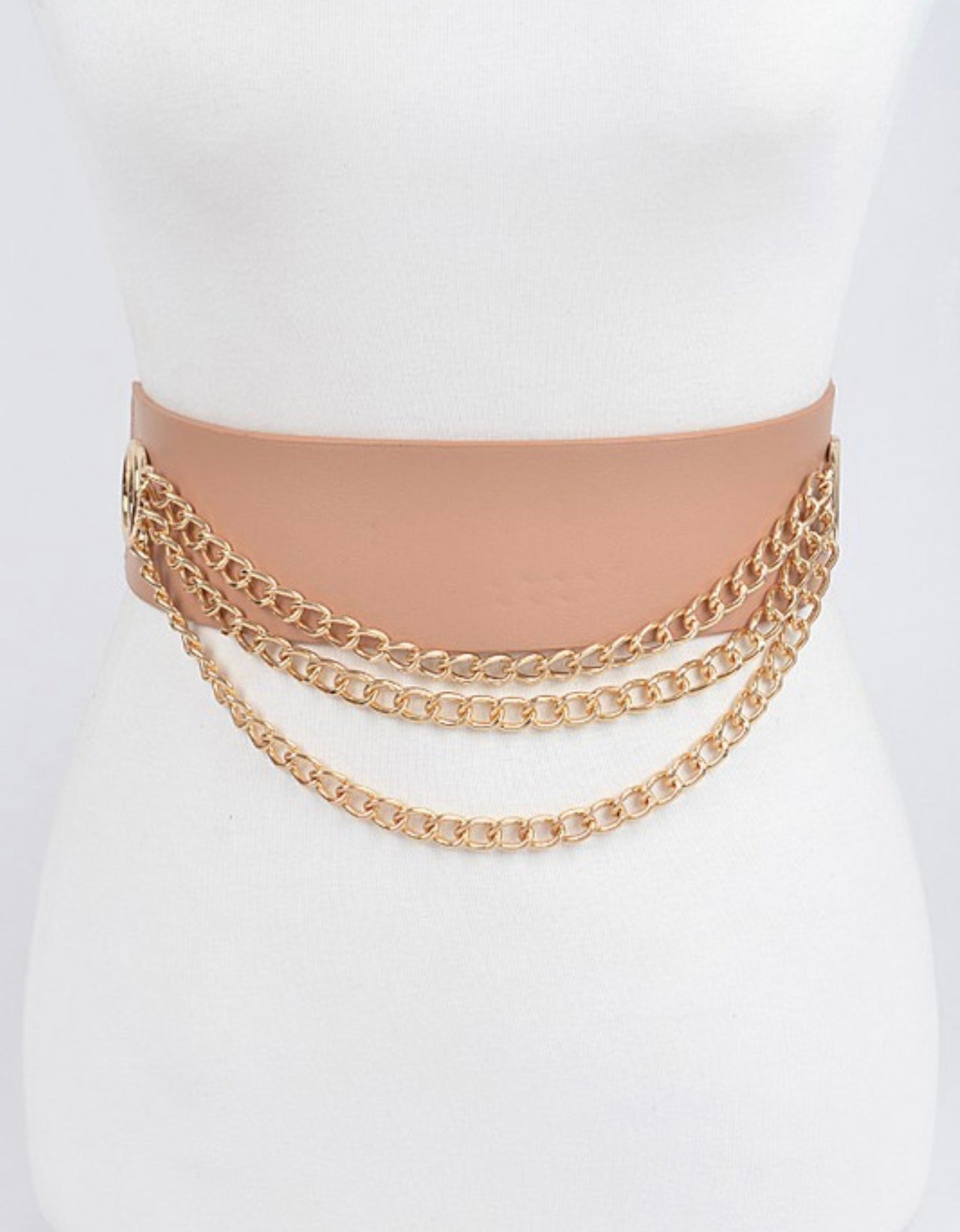 Faux Leather Chain Waist Belt