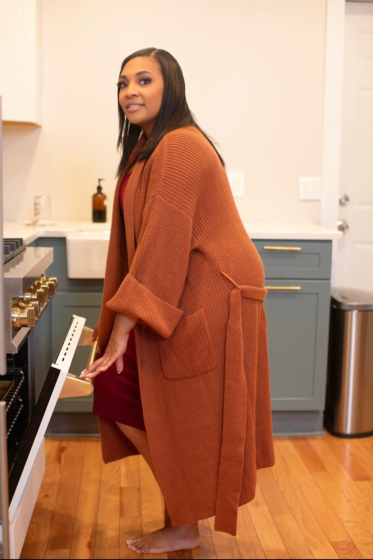 COZY WRAP CARDIGAN-Brick
