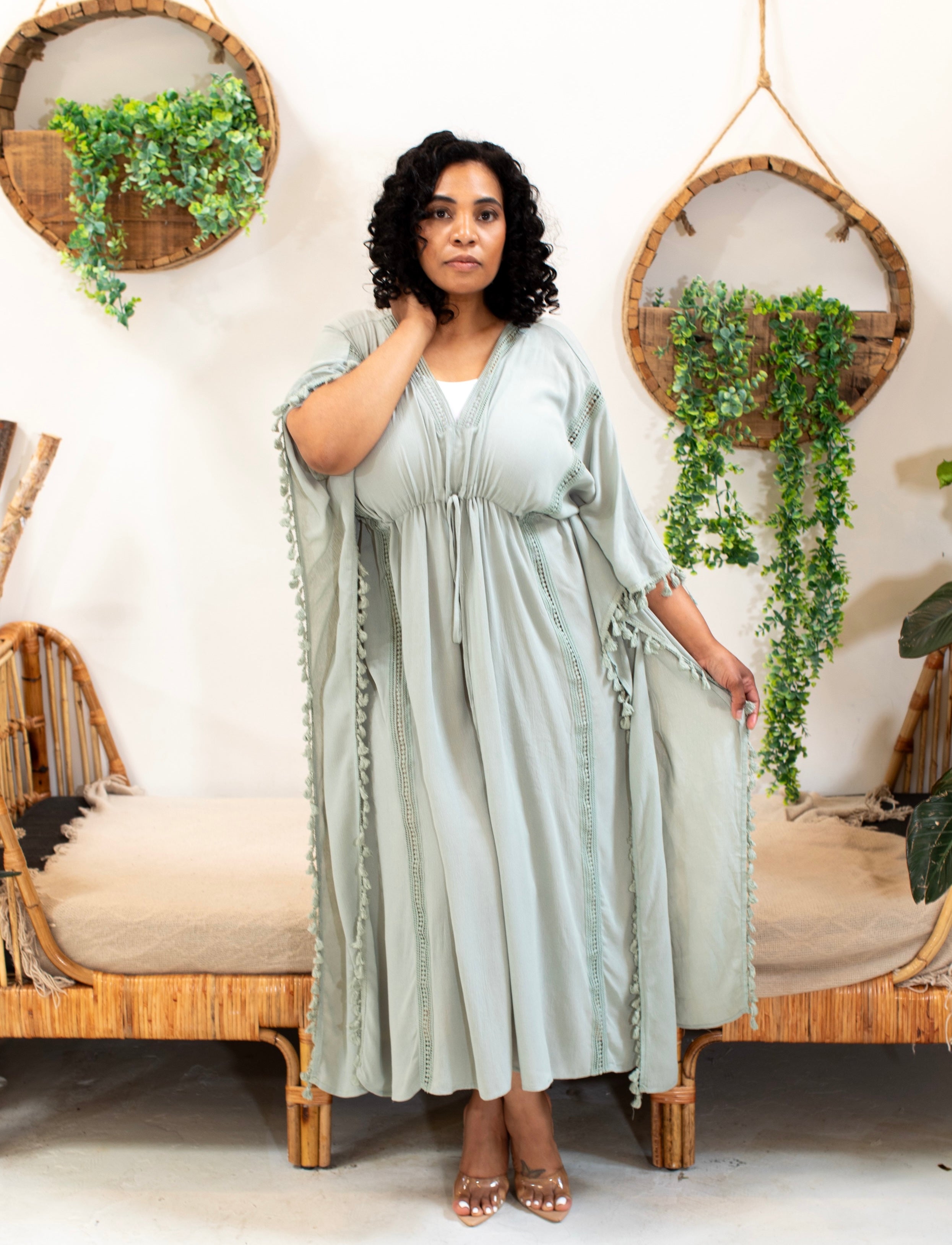Tasseled Kaftan (2 color options) - Modest Vybez Boutique