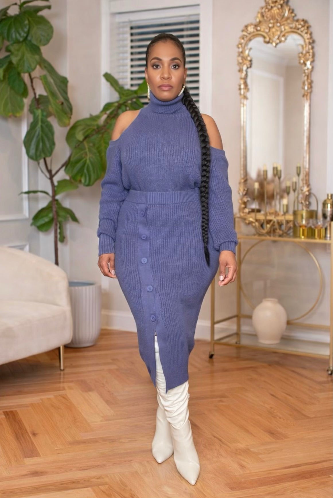 COLD SHOULDER KNIT SET