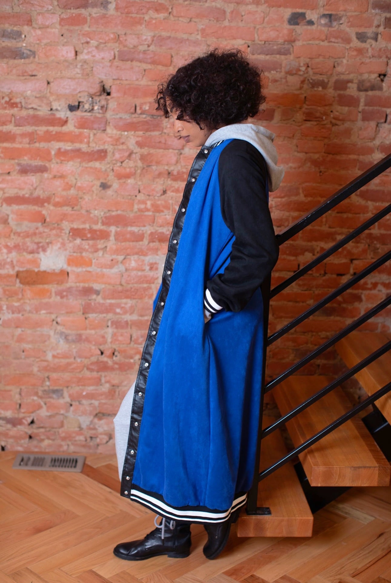 VARSITY BOMBER MAXI-Royal Blue