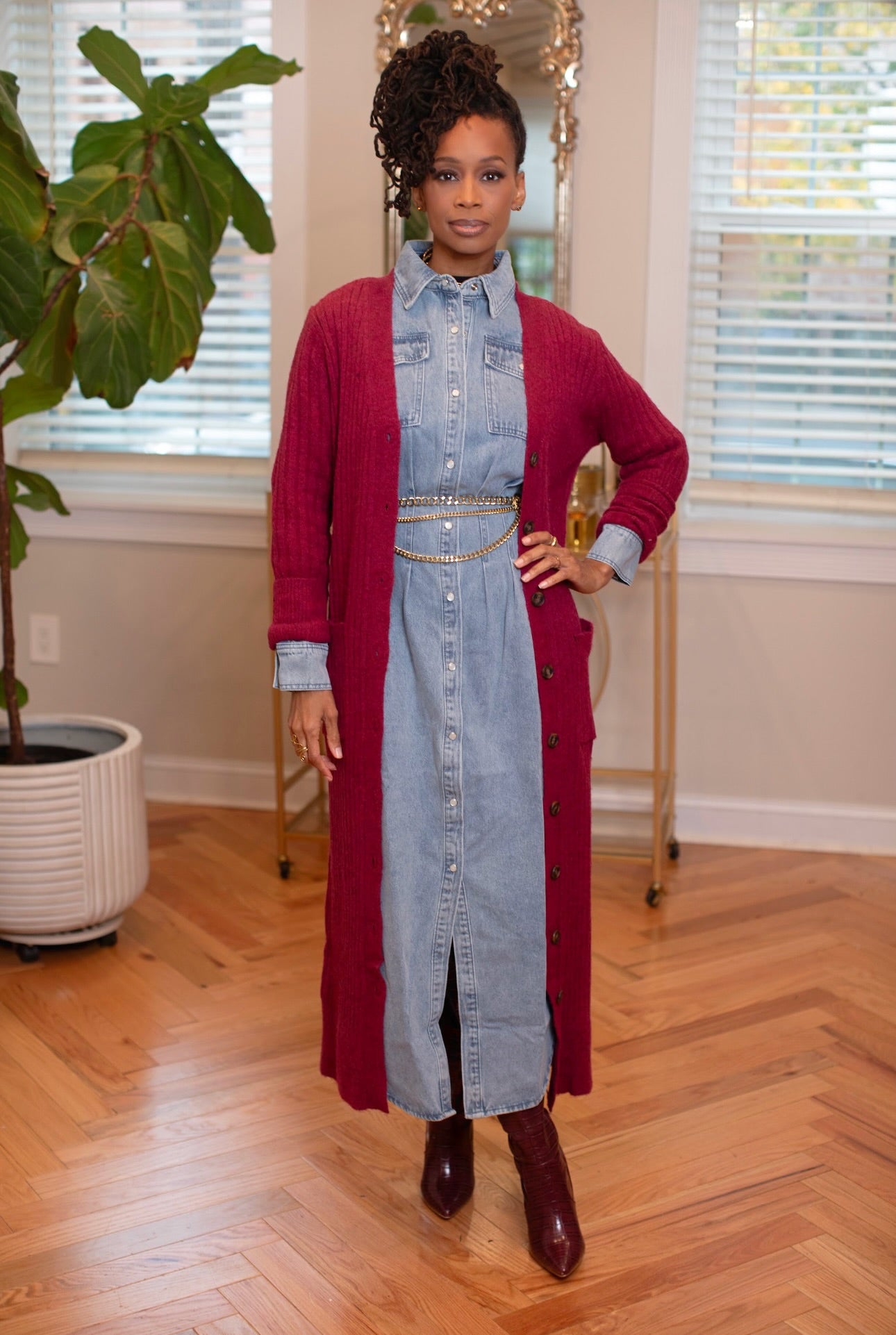 SWEATER MAXI DRESS-Wine