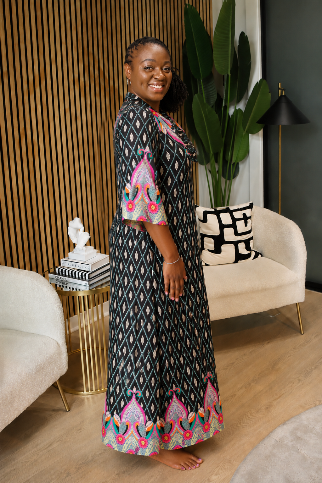 PRINTED LUXE MAXI-Black