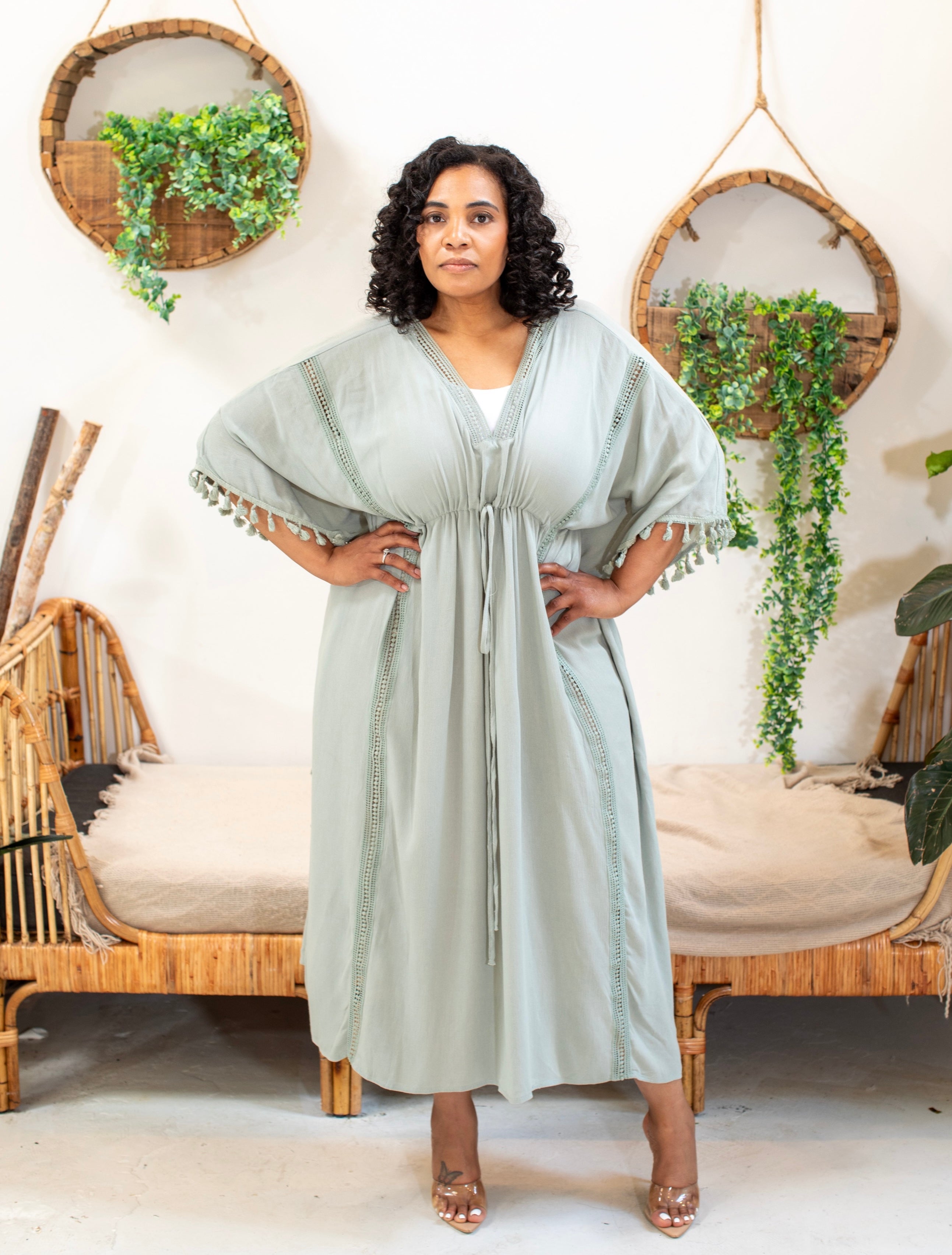 Tasseled Kaftan (2 color options) - Modest Vybez Boutique