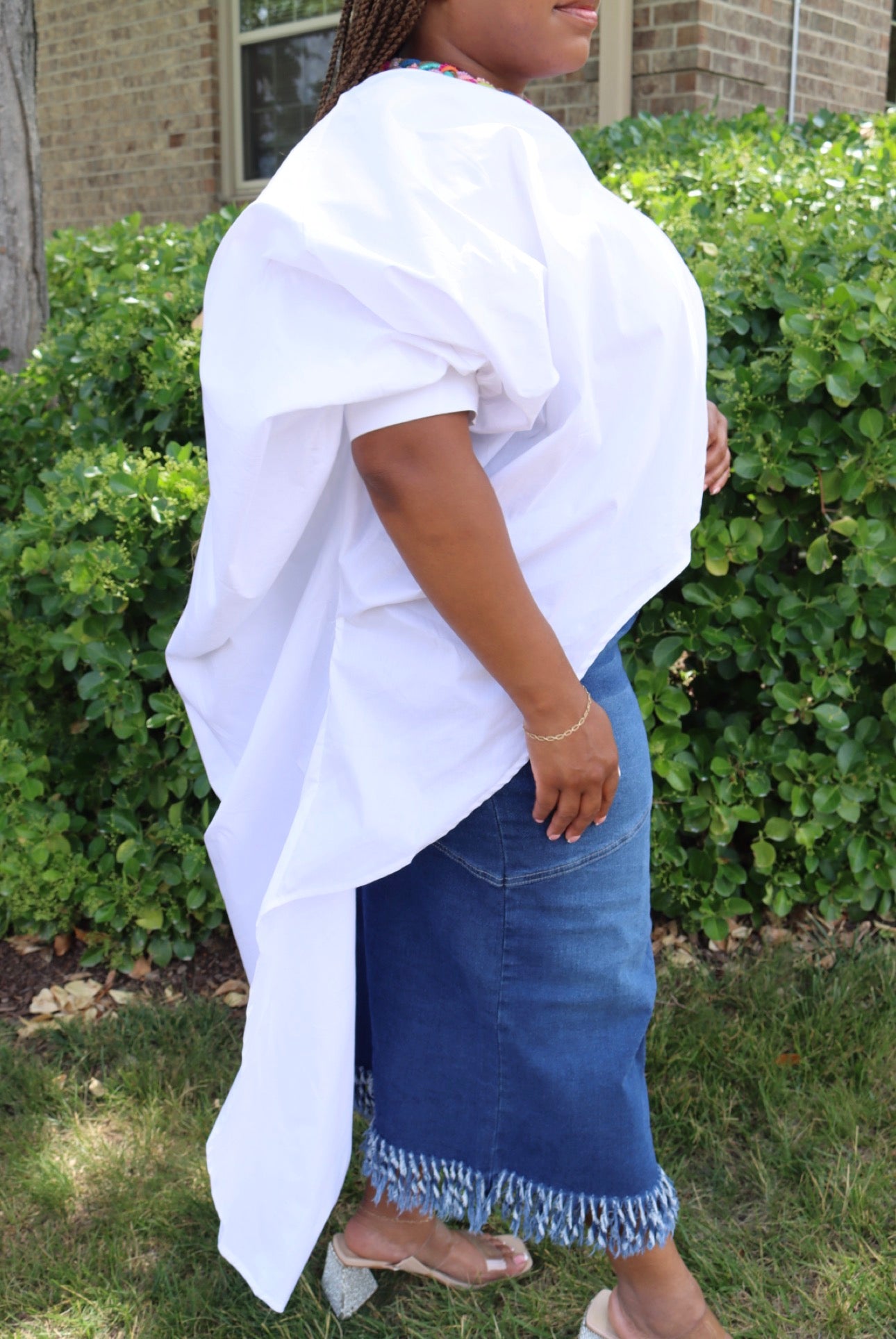HI-LO PARACHUTE TOP-White