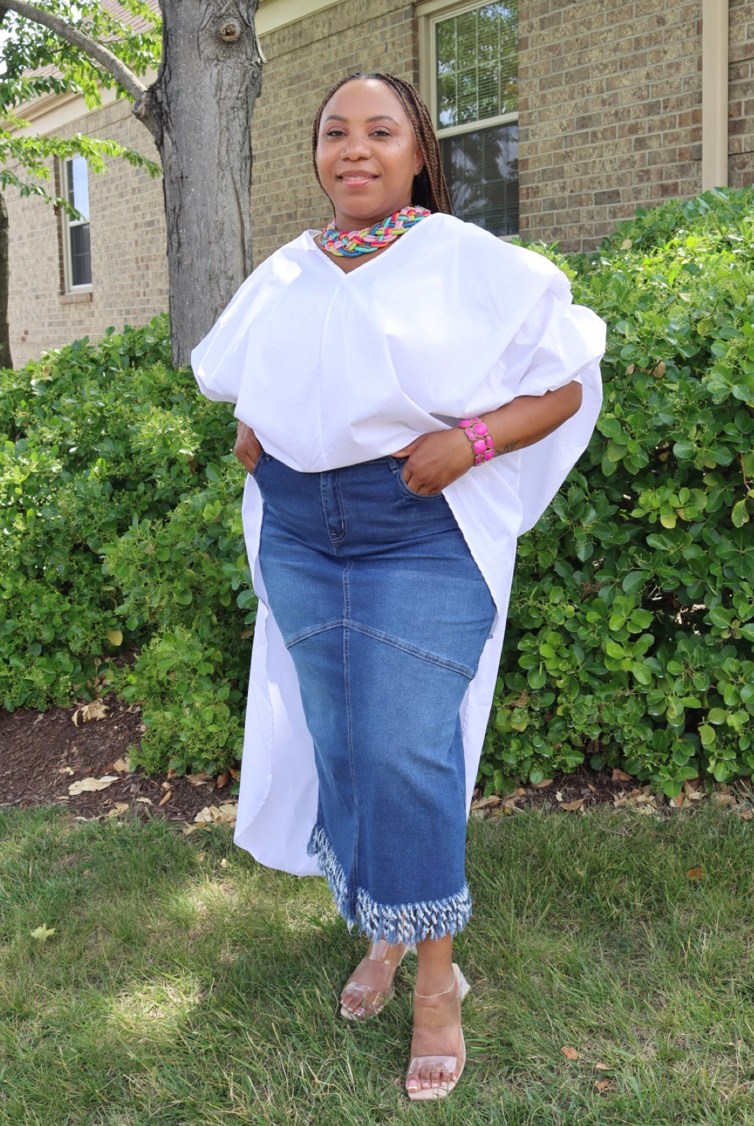 HI-LO PARACHUTE TOP-White