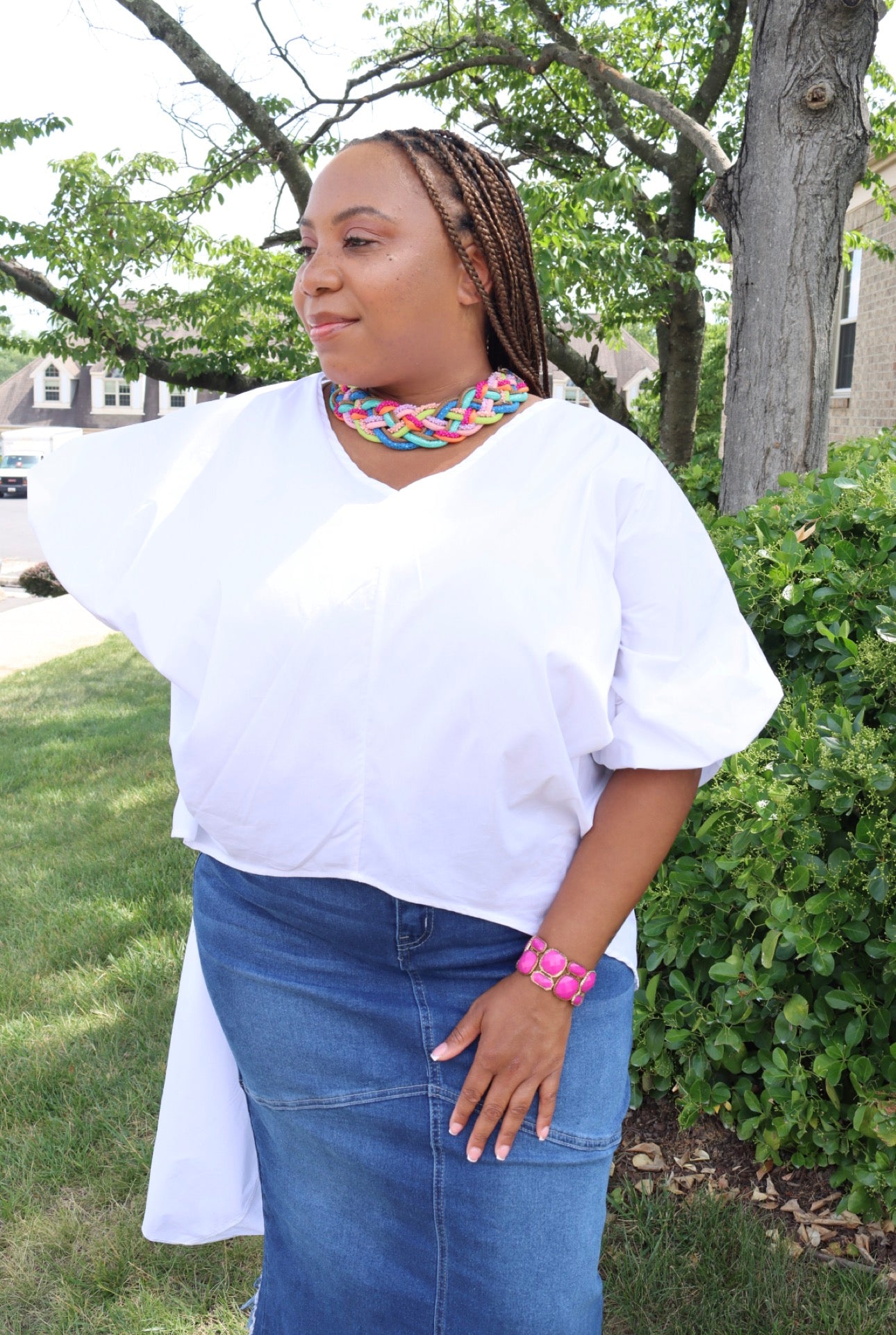 HI-LO PARACHUTE TOP-White