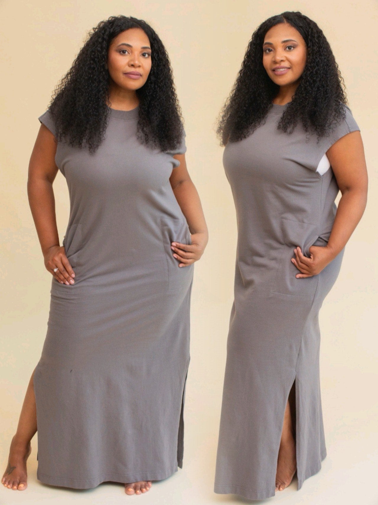 Knit Maxi Dress-Gray