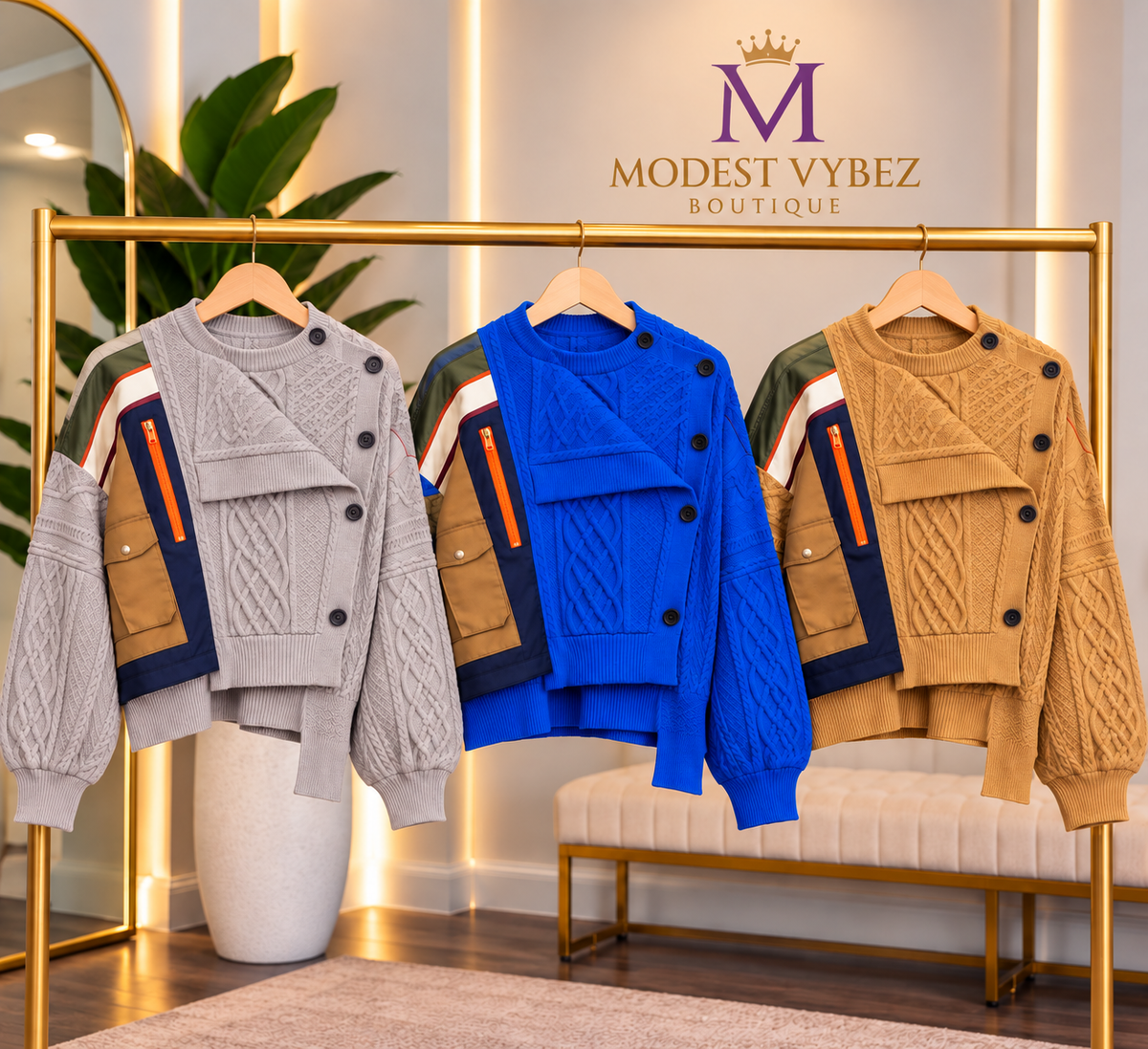 Multi-Way Cable Knit Sweater