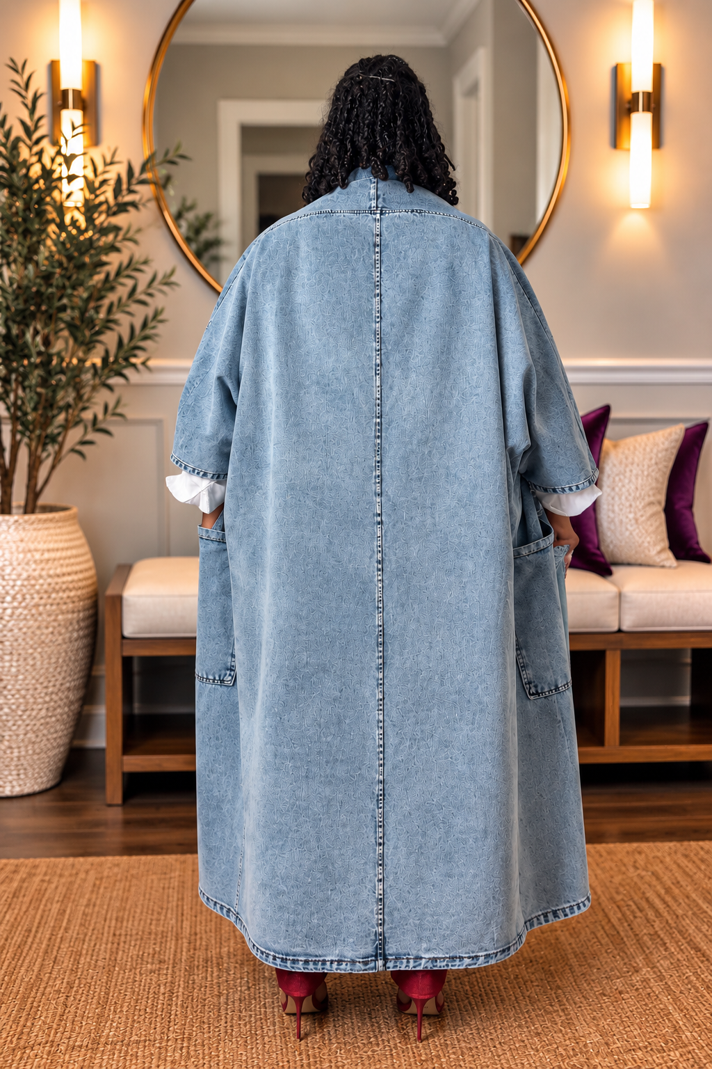 Open Front Denim Jacket