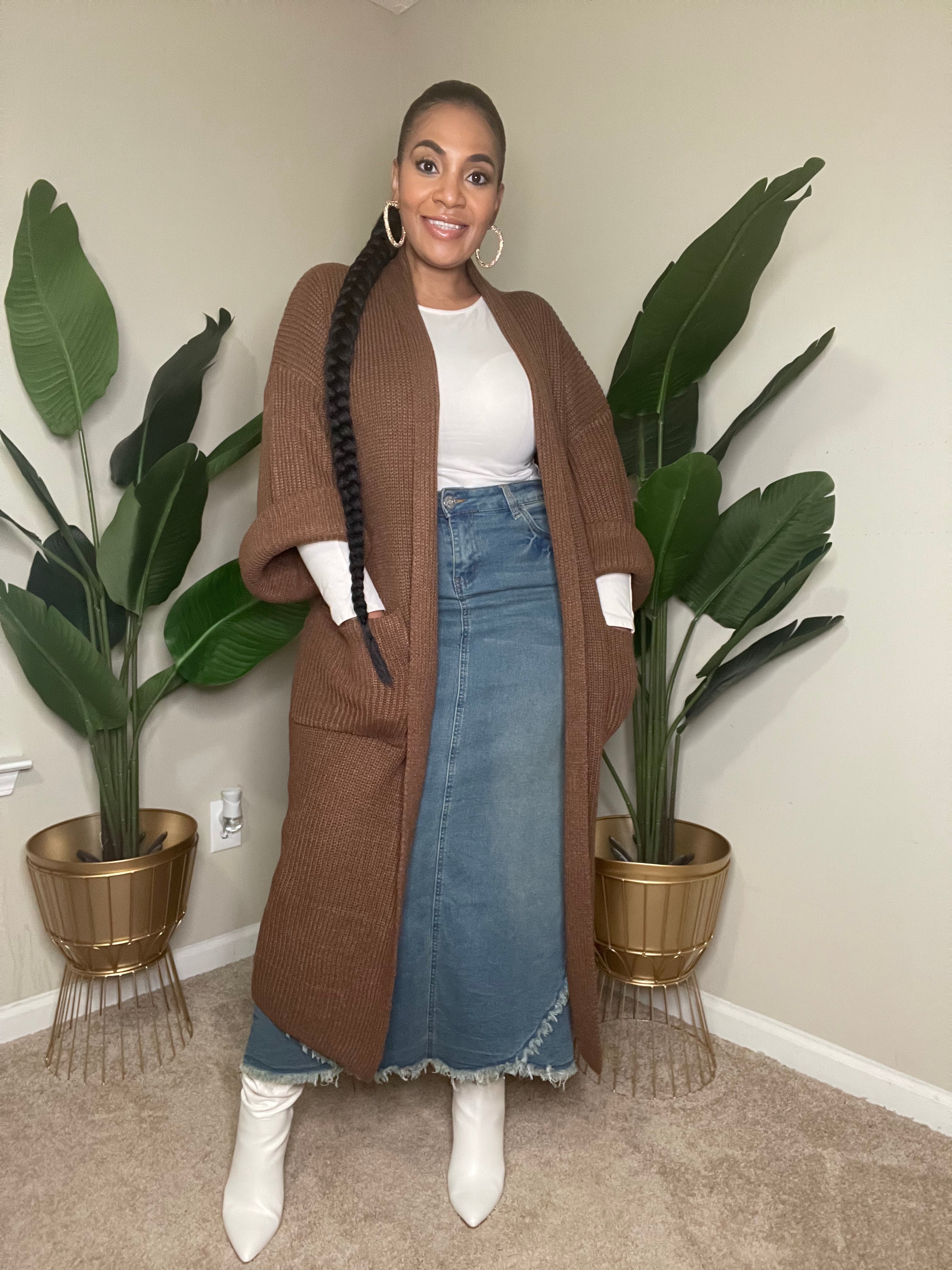 OVERSIZED SWEATER CARDIGAN-Brown