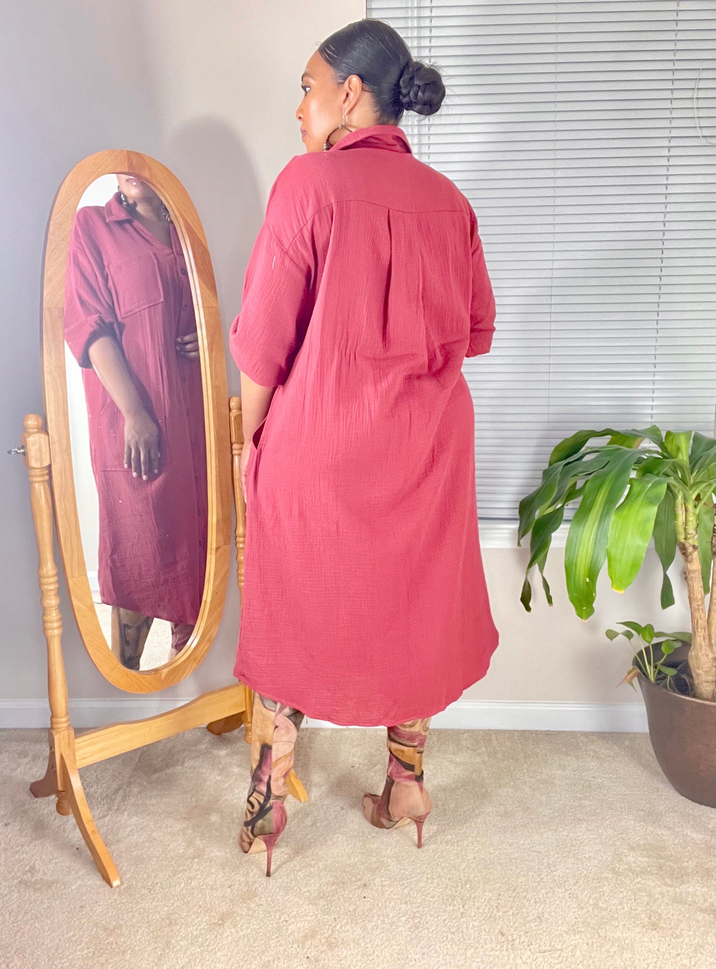 BUTTON UP-(Dusty Rose) - Modest Vybez Boutique