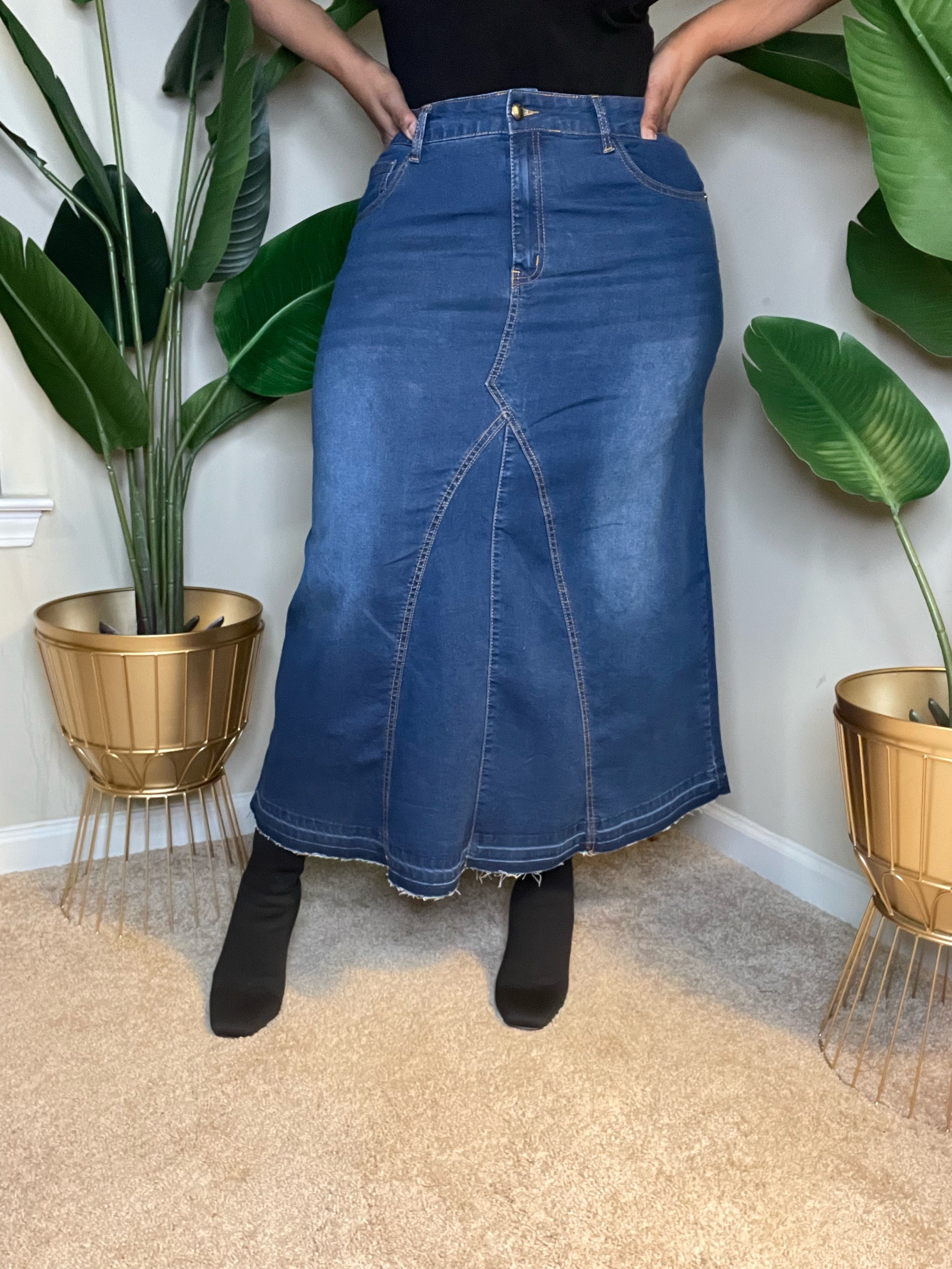 DENIM FLARE (Dark Denim) - Modest Vybez Boutique