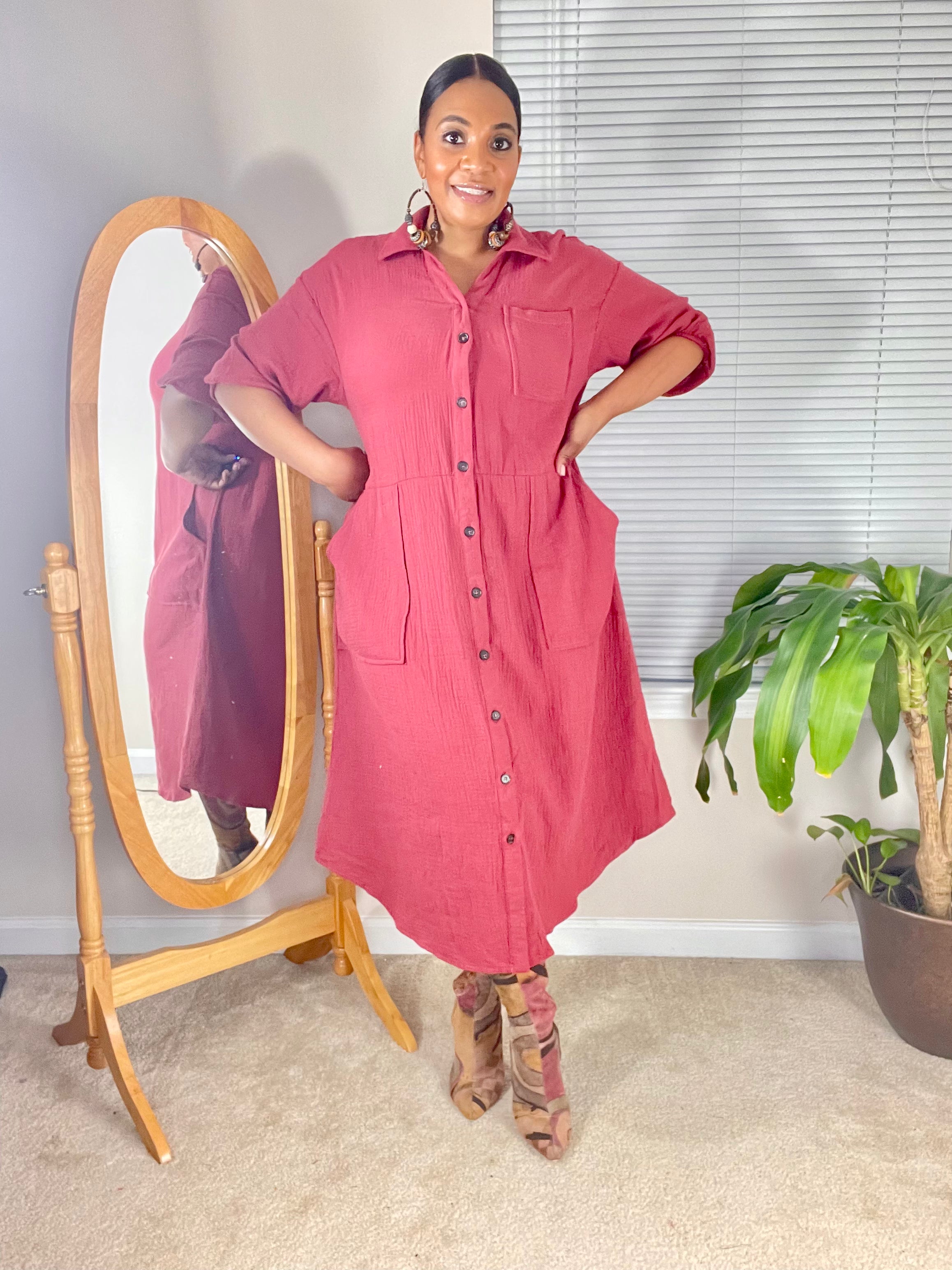 Dusty rose hot sale button up shirt
