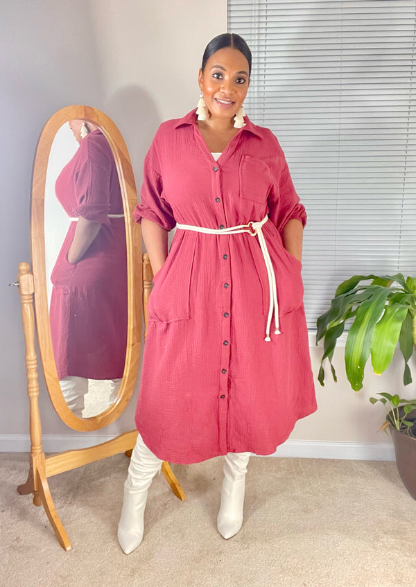 BUTTON UP-(Dusty Rose)